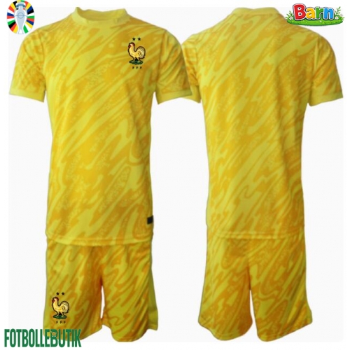 Frankrike Målvakt Hemmaställ Barn EM 2024 Kortärmad (+ Korta byxor)